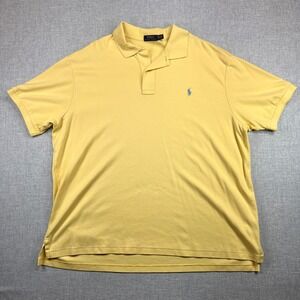 Polo Ralph Lauren Polo Shirt Men 2XB Yellow Cotton Pique Preppy Short Sleeve